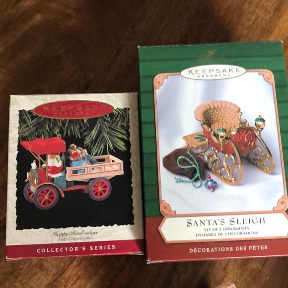 Hallmark Keepsake 2 Ornaments-Happy Haul-idays Here Comes Santa & Santa’s Sleigh - Picture 7 of 10